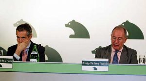Miguel Blesa, président de Caja de Madrid; à sa droite Miguel Rato (2009)