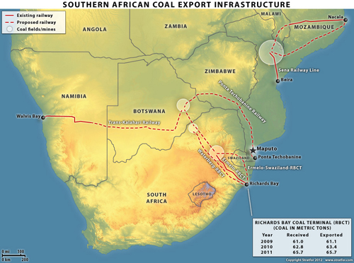 Infrastructures d'exportation du charbon dans la région d'Afrique du Sud