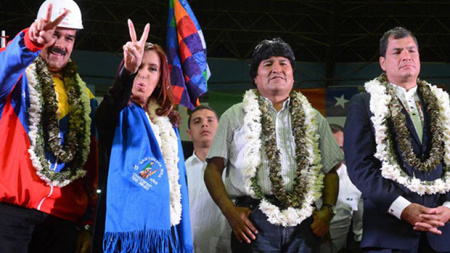 Nicolas Maduro, Cristina Kirchner, Evo Morales, Rafael Correa (juillet 2014)