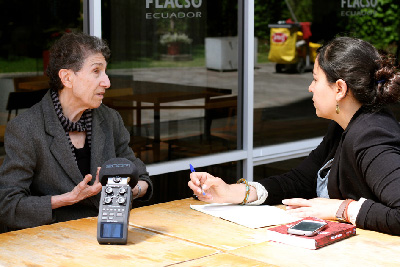 Silvia Federici lors de l'entretien avec Mari Cruz Tornay Márquez