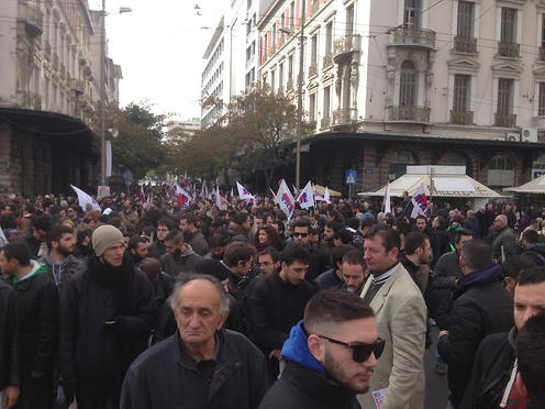 Manifestants fu PAME le 8 décembre 2016